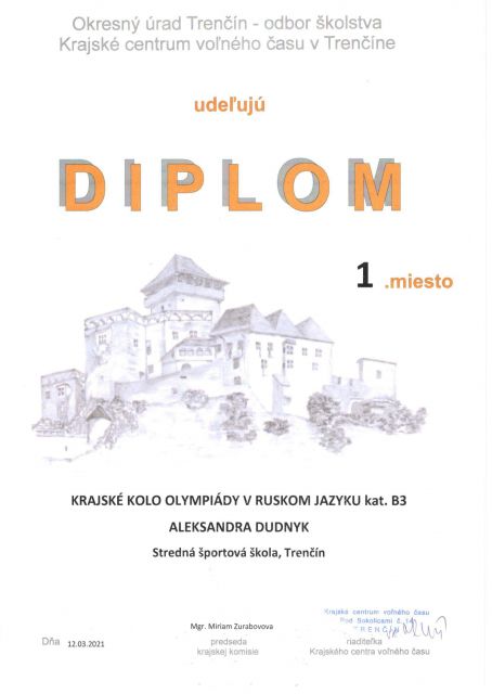 Úspech našej študentky na krajskom kole olympiády v ruskom jazyku